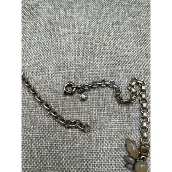 Vintage J. Crew Glass & Rhinestones Brass Tone Flower Statement 22" Necklace Yel - Picture 6 of 7